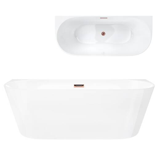 Freestanding wall-mounted bathtub Corsan MONO 160 x 75 cm with Copper / Rose Gold finishes