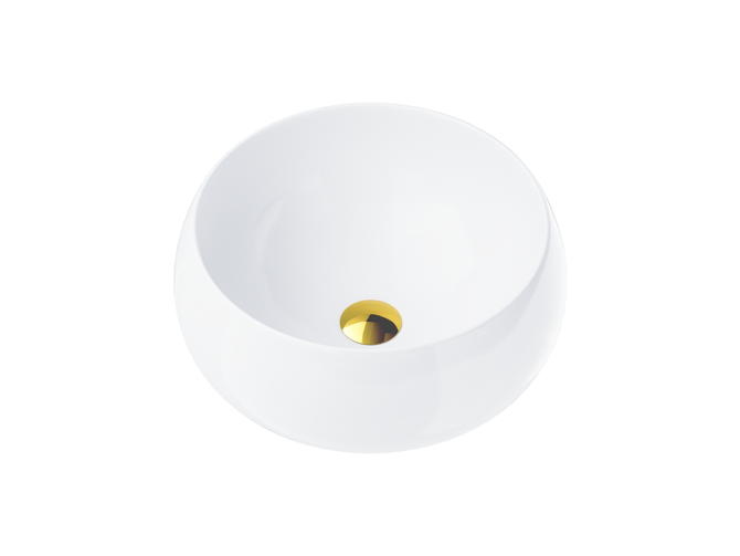 Corsan 649926 countertop washbasin round 400x400x160 cm with Klik-Klak gold stopper