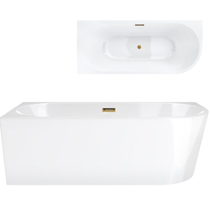Corsan INTERO 170 x 73 free-standing corner bathtub Left-hand installation Click-clack plug Gold