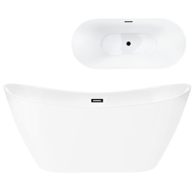 Corsan NAUTI 170 x 77 cm free-standing bathtub Click-clack plug Black