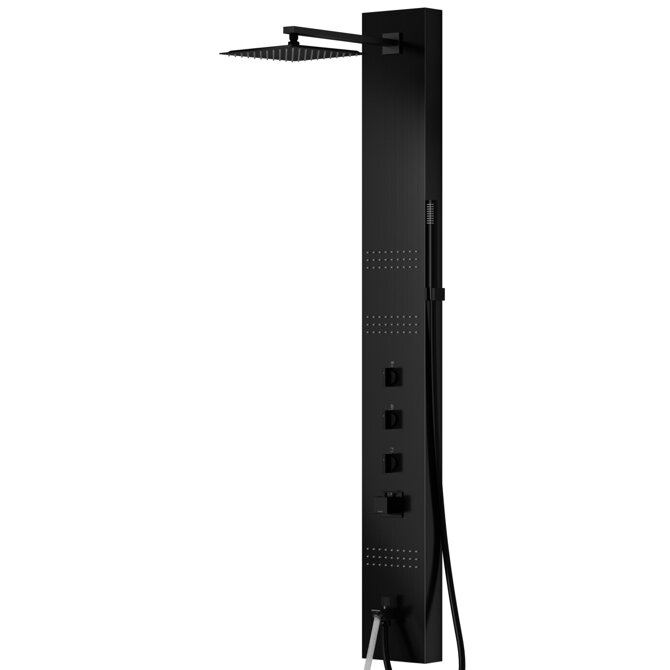 Corsan NEO Thermostat Shower Panel Black Steel Spout