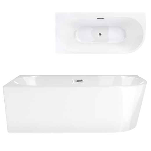 Corsan INTERO freistehende Eckbadewanne 150 x 74 mit breitem Rand Linksmontage Klick-Klack-Stöpsel Chrom