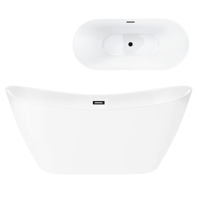 Corsan NAUTI freestanding bathtub 160 x 75 cm click-clack plug Graphite / GunMetal