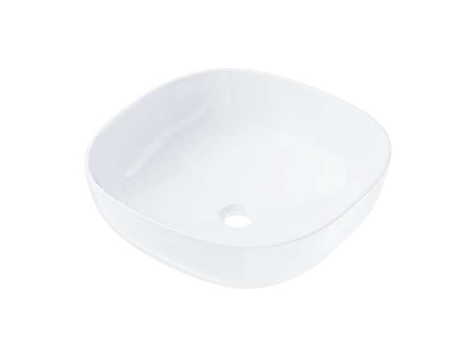 Corsan square countertop washbasin 420x420x145 mm with gold click-clack plug