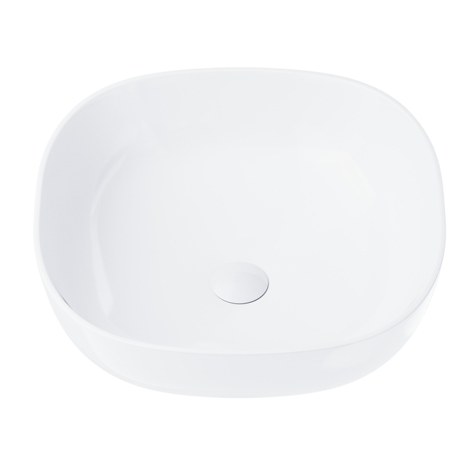 Corsan square countertop washbasin 420x420x145 mm with white click-clack plug