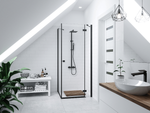 Shower set with thermostat Corsan ANGO column Rain shower 25cm Black