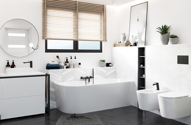 Corsan INTERO freestanding corner bathtub 160 x 74 Right-hand installation click-clack plug Chrome