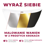 Corsan INTERO freestanding corner bathtub 170 x 80 with a wide edge Right-hand installation click-clack plug Gold