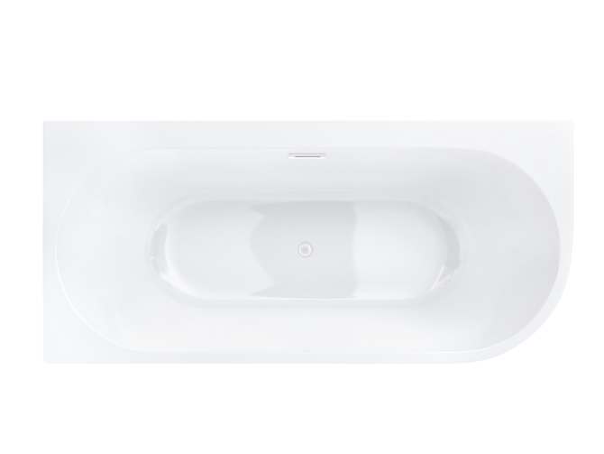 Corsan INTERO freestanding corner bathtub 150 x 74 with a wide edge Left-hand installation click-clack plug White