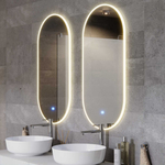 OVO Mirror with variable LED color 500x1000 mm, touch switch and heating mat, in acrylic frame