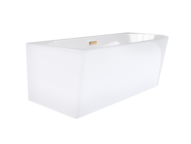 Corsan INTERO freestanding corner bathtub 170 x 80 with a wide edge Left-hand installation click-clack plug Copper / Rose Gold